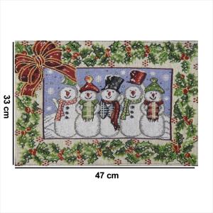 Set of 6 Cloth Cotton Placemats, Christmas Theme Place mats, 100% Cotton Designer Jacquard Collection, Machine Washable, Everyday Use for Dinner Table By MyMadison Home (13 X 18 Inch) (Navy Blue)