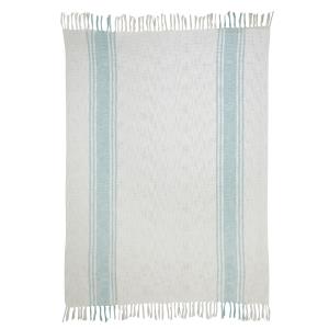 Aqua Stripe Beige Cotton Throw - 50x70 inch