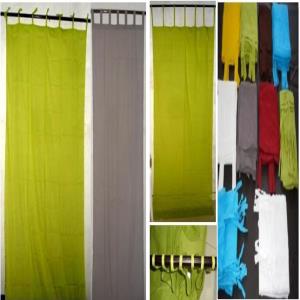 Cotton Voile Loops & Stringes Curtains   