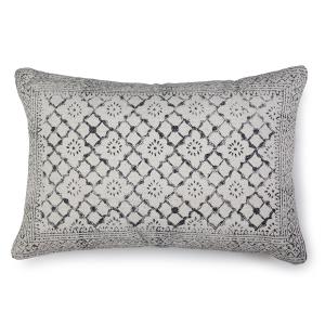Sikar Block Print Lumbar Pillow, Natural - 16x23 inch