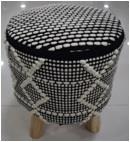 100% Cotton Stool with wooden frame inside ( 3 legs)