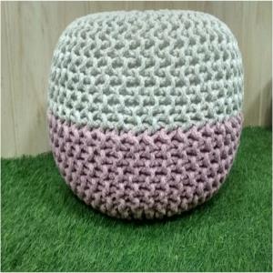 Two Tone Knitted Pouf