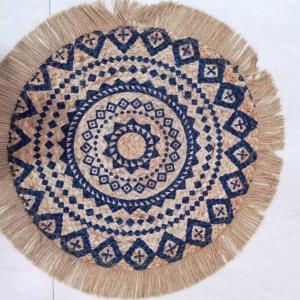 100% Jute Designer Printed Jute Rugs with fringes