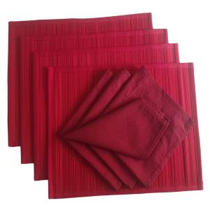 Straw mat with napkin set 4+4