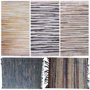 100% Cotton Tonal Chindi &Leather Rugs Stock