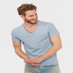 Mens V Neck Slub Yarn T Shirts